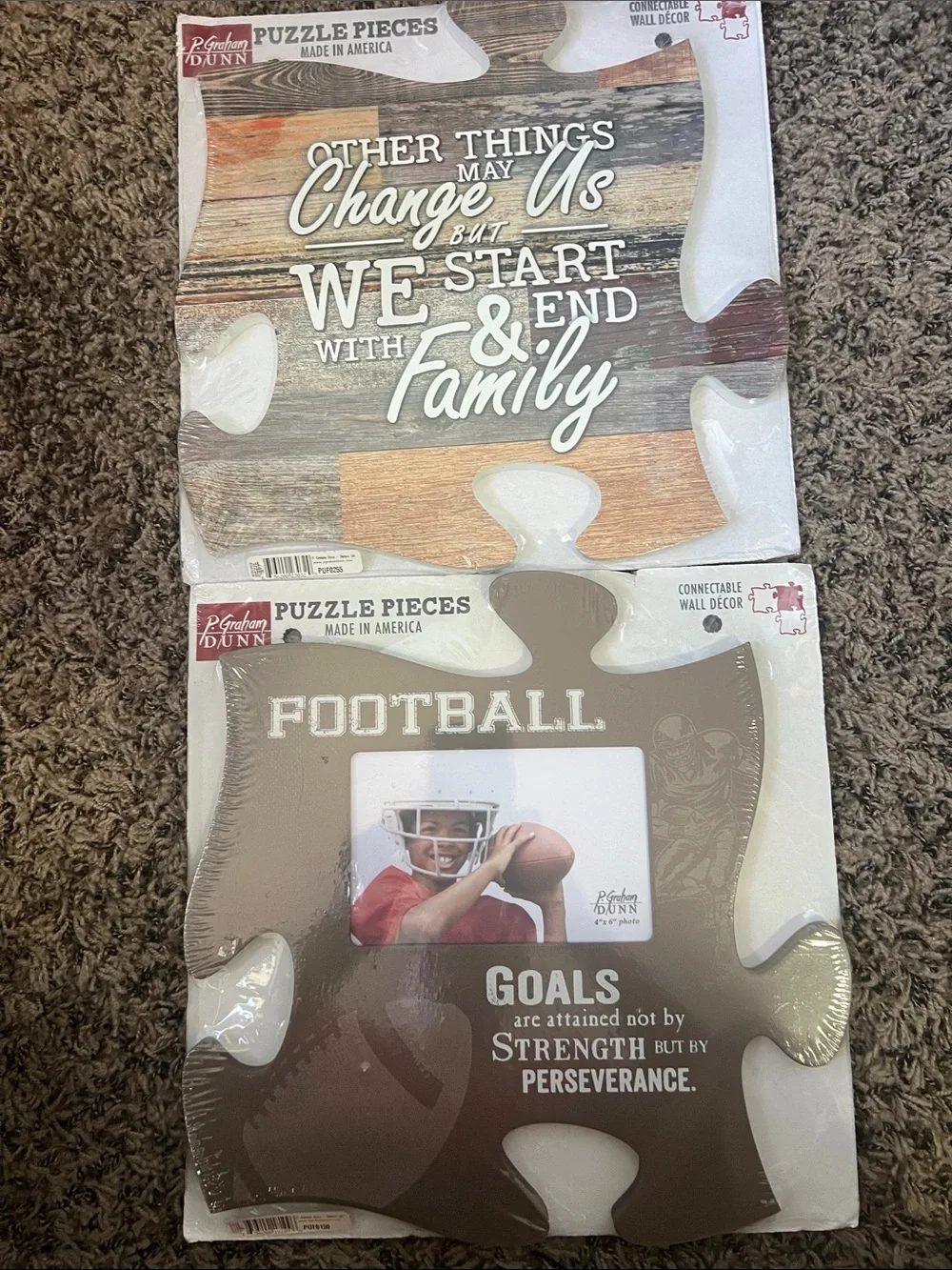 Graham Dunn Brown 'Football' Puzzle Piece Photo Frame/NWT